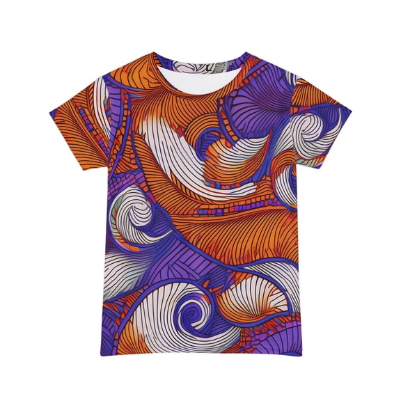 Abstract Print Women Poly Span T-Shirt 031