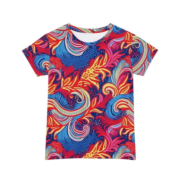 Abstract Print Women Poly Span T-Shirt 024