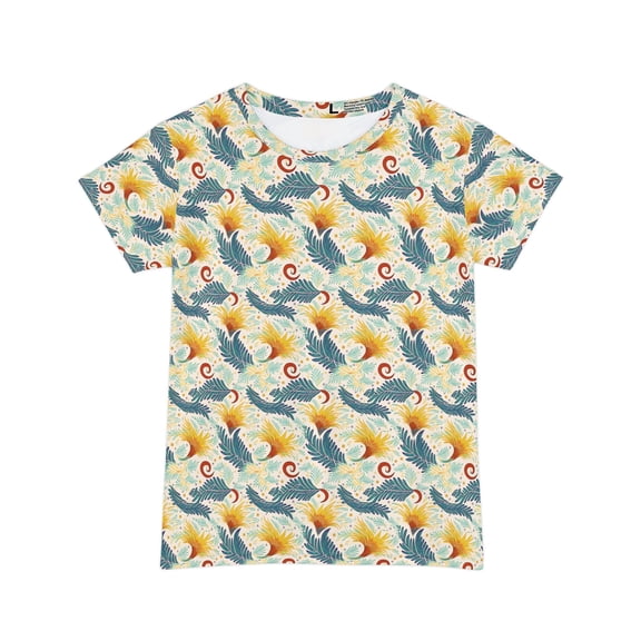 Abstract Print Women Poly Span T-Shirt 021