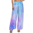 Abstract Print Straight Pants Blue TieDye Modern Wide Leg Pants Female