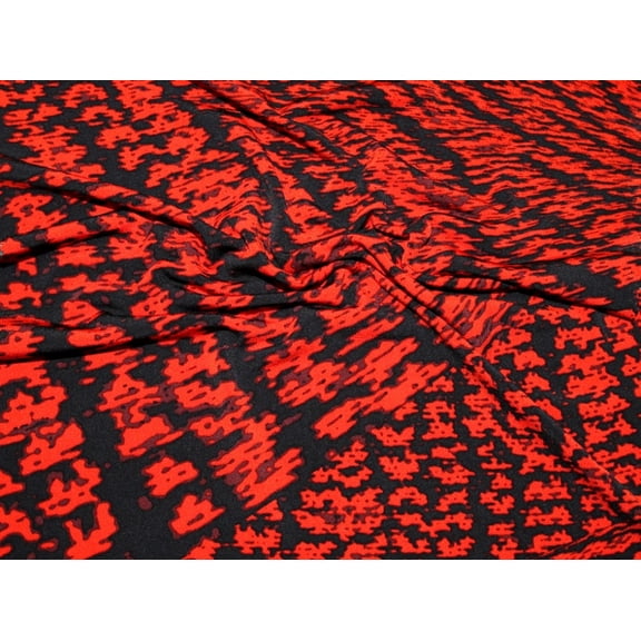 Abstract Print Stretch Jersey Knit Dress Fabric Red - per yard