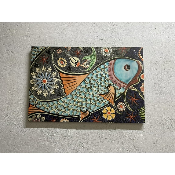 Abstract Printed, Abatract Fish Poster, Pattern Wall Decor, Animal Wall Decor, Contemporary Poster, Colorful Printed, Fish Canvas Art, Canvas Wall Decor - Rolled Canvas