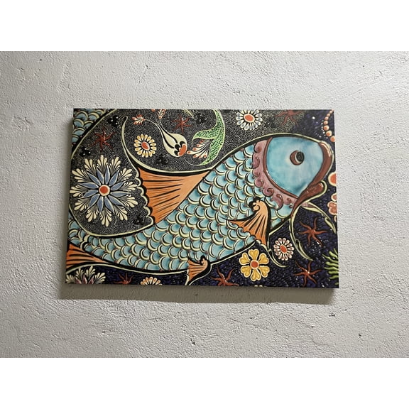 Abstract Printed, Abatract Fish Poster, Pattern Wall Decor, Animal Wall Decor, Contemporary Poster, Colorful Printed, Fish Canvas Art, Canvas Wall Decor - Rolled Canvas