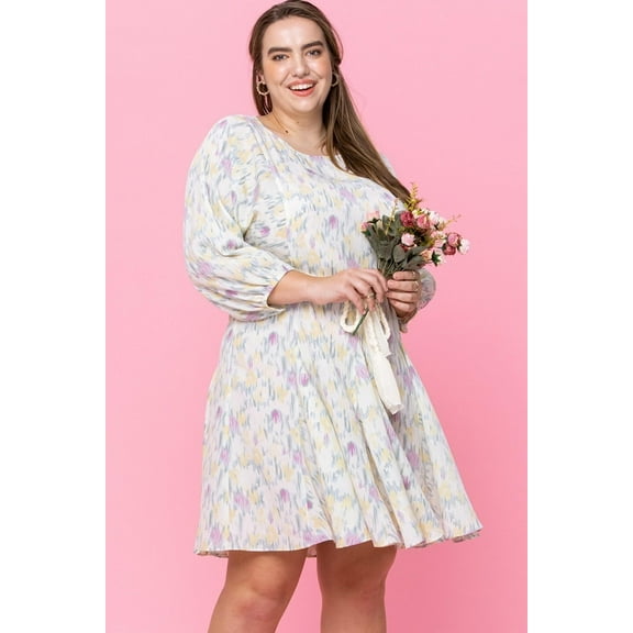 Abstract Printed Mini Swing Woven Dress 3XL