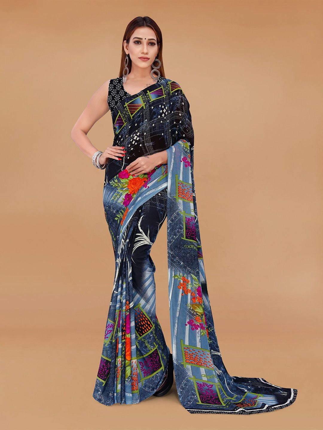 Abstract Printed Saree - 27457042 - Walmart.com