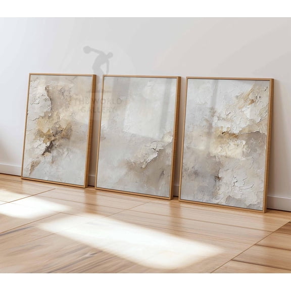 Abstract Prints Neutral Abstract Beige White Wall Art Soft Tones Minimalist Set 3 Unframed Paper Print 12x18