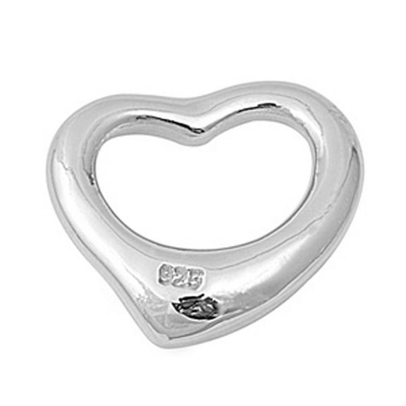 Abstract Promise Heart Pendant .925 Sterling Silver Hanging Floating Open Charm Jewelry Female