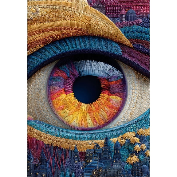 Abstract Psychedelic All Seeing Eye Canvas Art, Trippy Modern Home Wall Decor