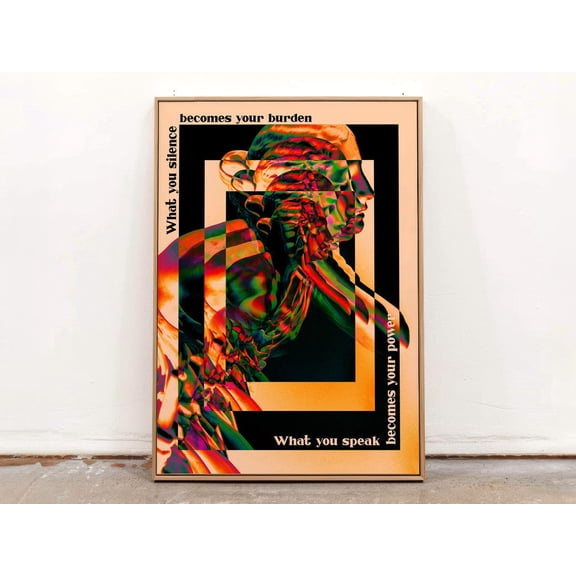 Abstract Psychedelic Motivational Quote Modern Trippy Art, Stretched Canvas 12x16in