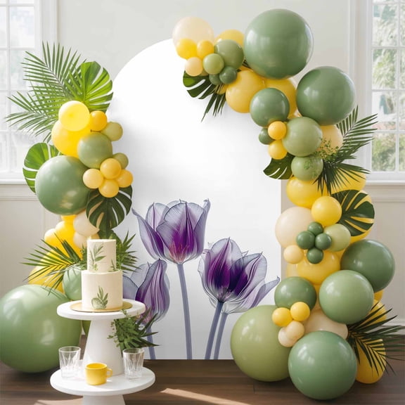 Abstract Purple Arch Backdrop Cover, 6.6FT, Tulip Ray White Texture Spandex Arch Covers Double-Sided Backdrop for Wedding Birthday Party Photo Background Decoration