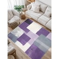 thumbnail image 1 of Abstract Purple Area Rug for Bedroom 2.7x5 Ft White Gray Gradient Graffiti Color Block Super Soft fuzzy Throw Rug Non-Slip Fluffy Plush Indoor Floor Carpet for Living Room Nursery Home Decor, 1 of 8