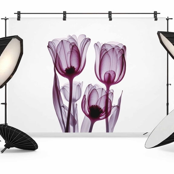 Abstract Purple Backdrop for Photography, and Pink Tulip Ray White Photo Backdrop Portrait Background Party Banner Photo Backgrounds for Studio Booth Props, 12x8ft
