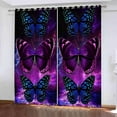 thumbnail image 1 of Abstract Purple Blue Butterfly Blackout Curtains For Bedroom, Modern Home Decor Window Drapes, Soundproof Privacy Polyester Eyelet Curtains For Living Room Office 53"W x 96"L (Pack of 2), 1 of 6
