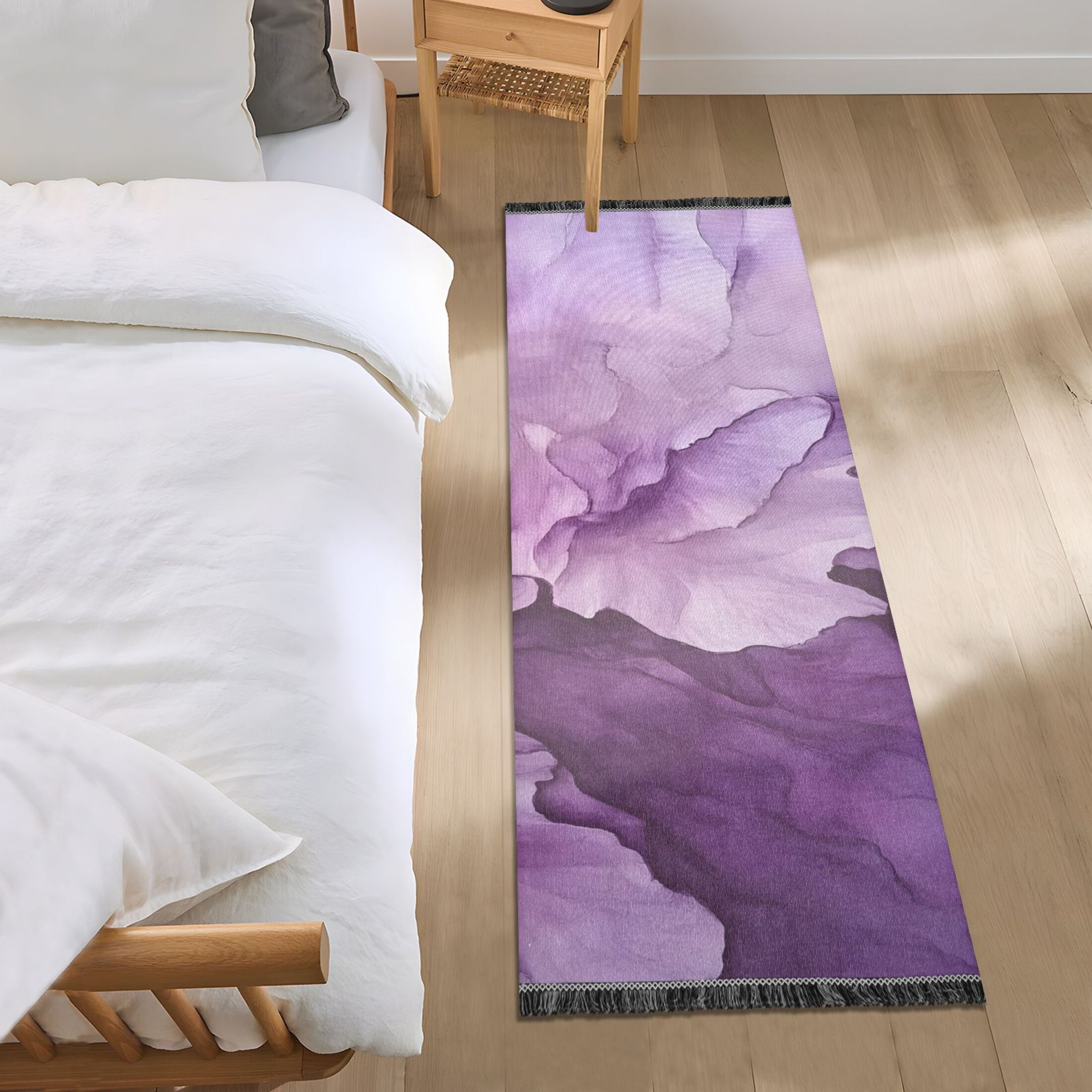 Abstract Purple Flower Bedroom Runner Rug 2'x 6' Non Slip Carpet Indoor Home Area Rug Living Room