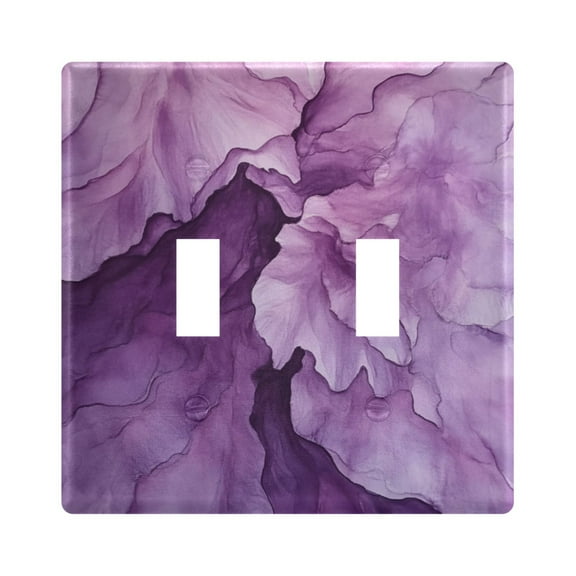 Abstract Purple Flower Light Switch Cover Decorative 2 Gang Wall Plate Toggle Switchplate Faceplate