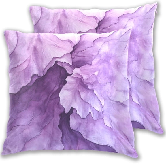Abstract Purple Flower Throw Pillow Covers 16x16 Inch 2 Packs Decorative Square for Living Room Couch Bed Sofa