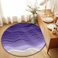 Abstract Purple Gradient Geometric Stripes Round Rug 3ft Ocean Water ...