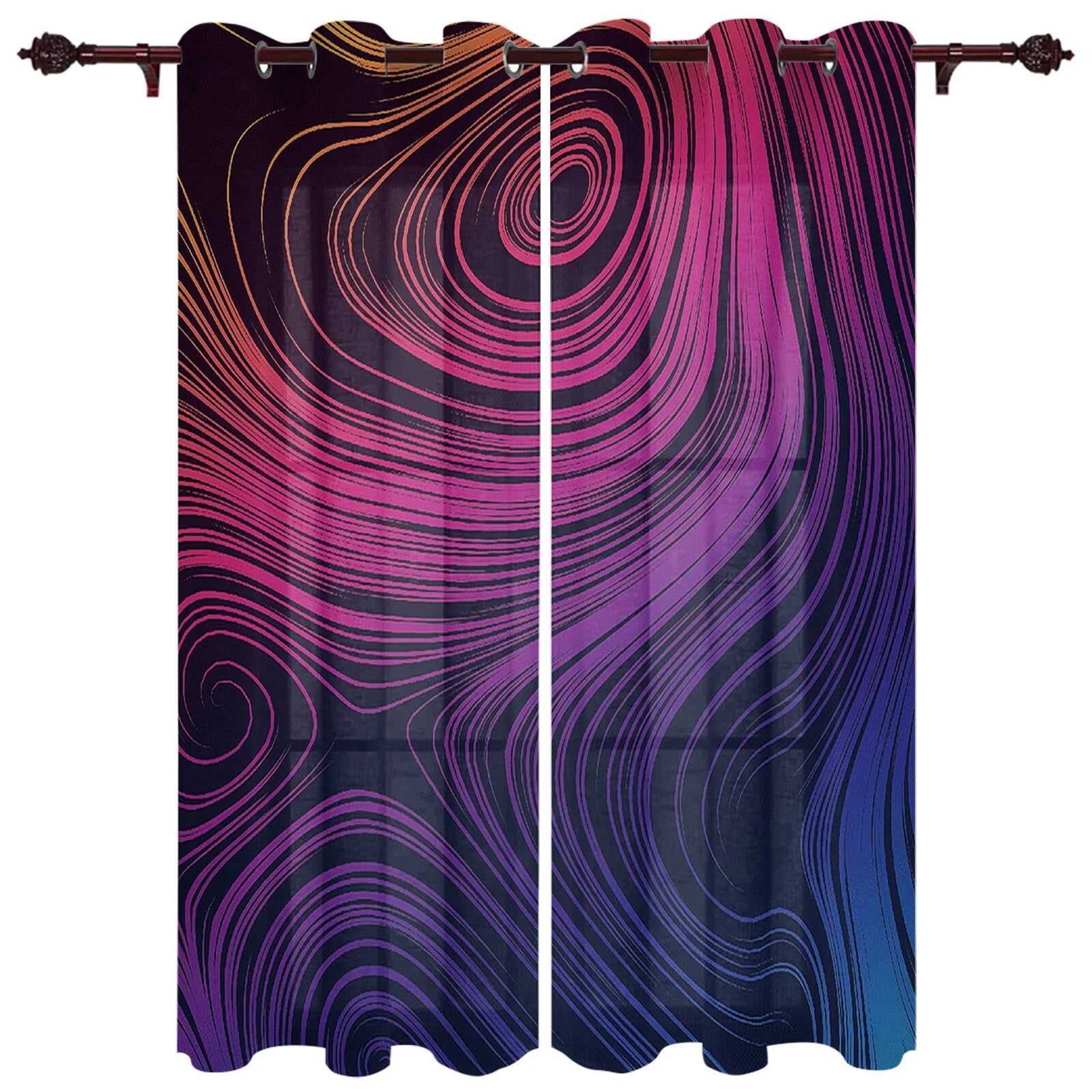 Abstract Purple Lines Pattern Valance Window Curtains For Living Room ...