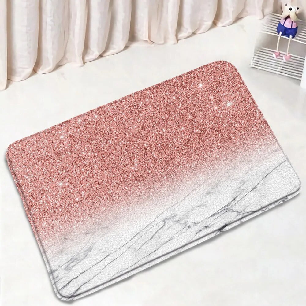 Abstract Purple Marble Bath Mat Set Grey Textured Pattern Modern ...