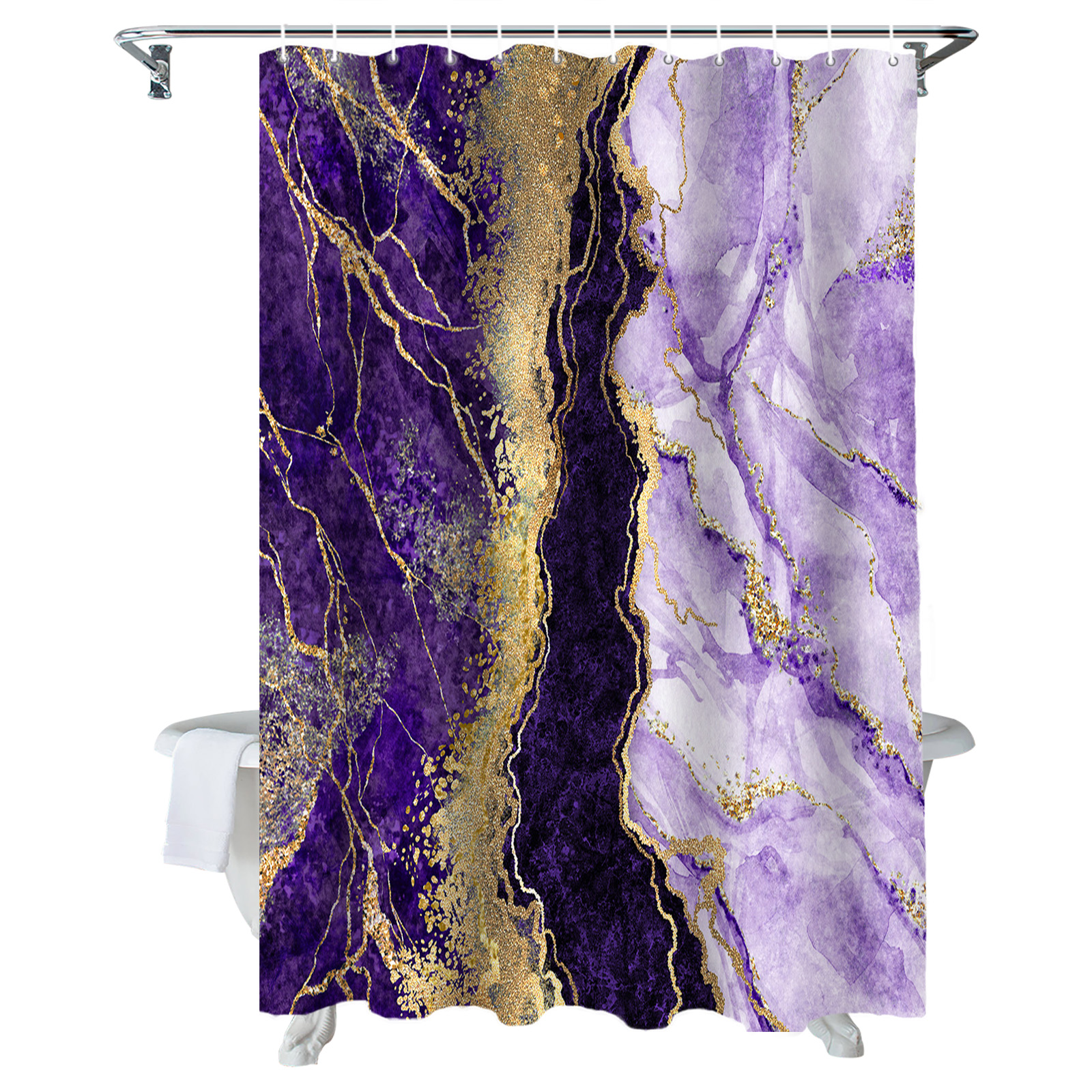 HuHuBubble Marble Fabric Shower Curtains for Bathroom Waterproof