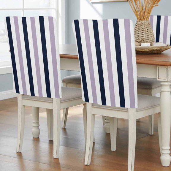 Abstract Purple Navy Striped Chair Covers Set of 8 Contrasting Watercolor Streak Chair Back Covers Stretch Removable Washable Slipcovers Protector for Dining Room Kitchen Party Decor