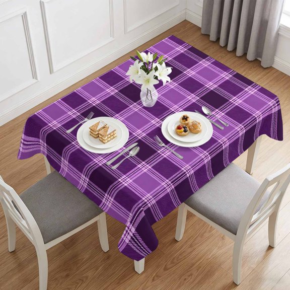 Abstract Purple Ombre Checkered Table Cloth 60x84in, Waterproof Rectangle Tablecloth Wipeable Tablecloths Modern Minimalist Buffalo Plaid Table Covers for Dining Tables Party Indoor Outdoor