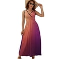 thumbnail image 1 of Abstract Purple Orange Gradient Womens Night Club Maxi Dress V Neck Sleeveless Bohemia Long Dresses, 1 of 9
