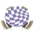 thumbnail image 1 of Abstract Purple White Checker Fitted Round Tablecloths Elastic Edged Table Covers 45"-54",Distortion Aesthetic Color Block Waterproof Dining Room Table Cloth for Kitchen Holiday Party Tables Decor, 1 of 6
