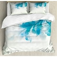 thumbnail image 1 of Abstract Queen Size Duvet Cover Set, Big Single Beautiful Abstract Blue Shades Ombre Flowers Artwork, Decorative 3 Piece Bedding Set with 2 Pillow Shams, White Pale Blue and Blue, by Ambesonne, 1 of 3