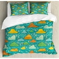 thumbnail image 1 of Abstract Queen Size Duvet Cover Set, Funk Art Figurative Sloppy Fluffy Rain Clouds on Sky Gloomy Weather Humor Print, Decorative 3 Piece Bedding Set with 2 Pillow Shams, Multicolor, by Ambesonne, 1 of 3