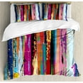 thumbnail image 1 of Abstract Queen Size Duvet Cover Set, Multicolored Expressionist Work of Art Vibrant Rainbow Design Tainted Pattern, Decorative 3 Piece Bedding Set with 2 Pillow Shams, Multicolor, by Ambesonne, 1 of 3