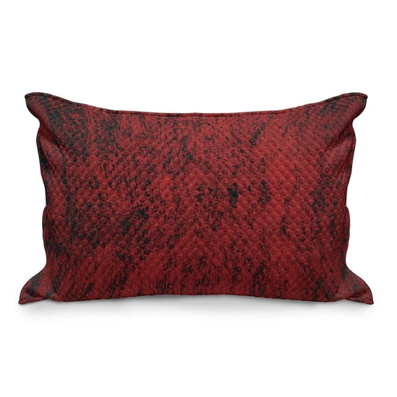 Abstract Quilted Pillowcover, Abstract Pattern with Grungy Distressed Look and in Vintage Style, Standard King Size Accent Pillow Cover for Bedroom, 36" x 20", Black Red, by Ambesonne