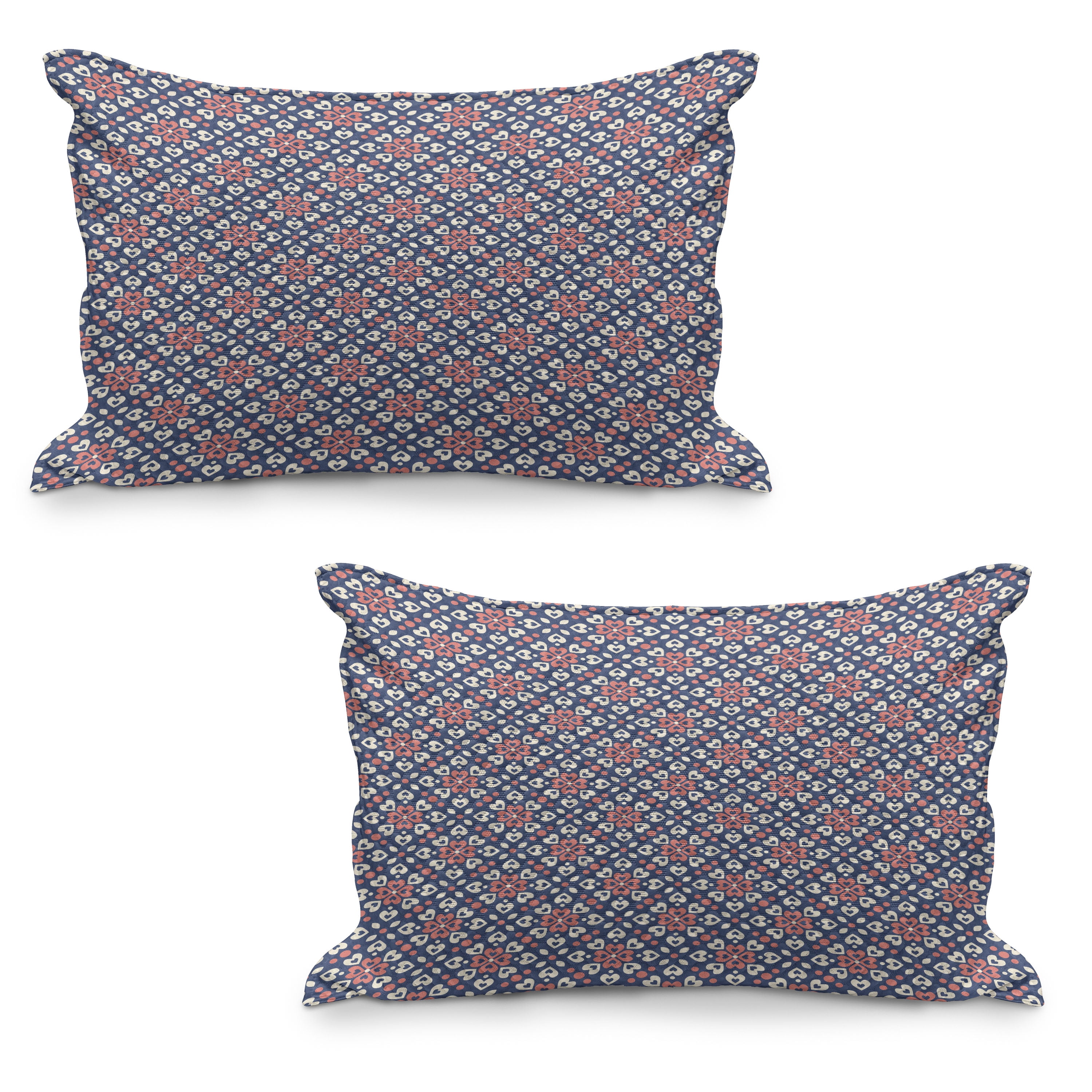 Retro Quilted Pillowcover Set of 2, Knitting Balls Crochet Hand