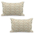 thumbnail image 1 of Abstract Quilted Pillowcover Set of 2, Funky Molecule Like with Circles and Dots Science Lab Theme, Standard Queen Size Pillow Cover for Bedroom, 30" x 20", Orange Grey Pale Blue, by Ambesonne, 1 of 1