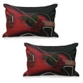 thumbnail image 1 of Abstract Quilted Pillowcover Set of 2, Spanish Musician Portugal Hand Made Guitar with Romance Theme Love Rose, Standard Queen Size Pillow Cover for Bedroom, 36" x 20", White Ruby, by Ambesonne, 1 of 1
