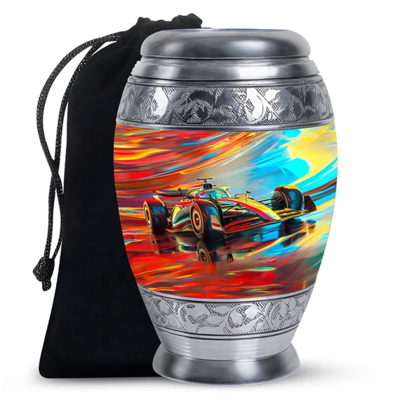 Abstract Racing Dynamics Car - Mini Urns For Ashes Adult Male - Timeless Large Funeral Urn For Adult Male Ashes - Elegant Urns 10 Inch