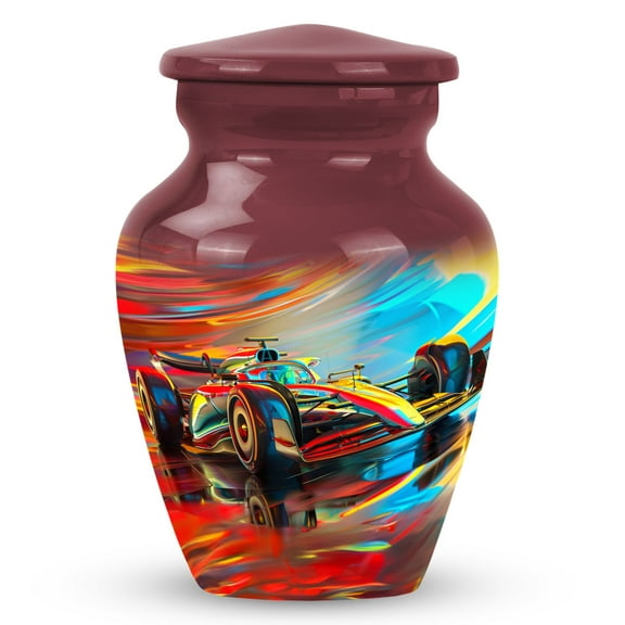 Abstract Racing Dynamics Car - Small Urn Human Ashes - Petite Ashes Urn for Human Memories - Small but Meaningful Keepsake - Elegant Cremation Option 3 Inch, 1 Pc