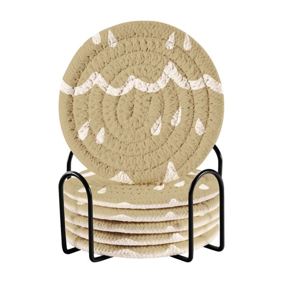 Abstract Rain Scene 4in Bar Coasters Set of 6 with Storage Rack Durable Heat Resistant