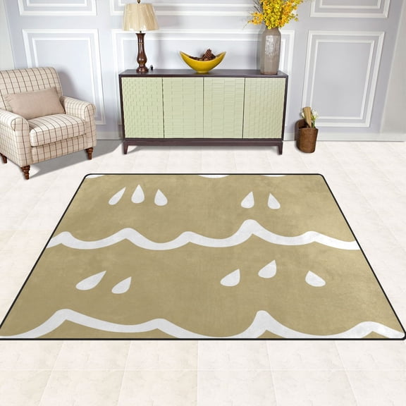 Abstract Rain Scene 63''x48'' Plush Memory Foam Bath Mat, Soft, Absorbent, Non Slip, Durable