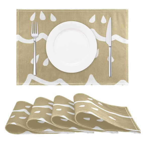 Abstract Rain Scene Placemats Set of 6 Coffee Mats, Non Slip Backing 18x12 Inch for Home and Restaurants