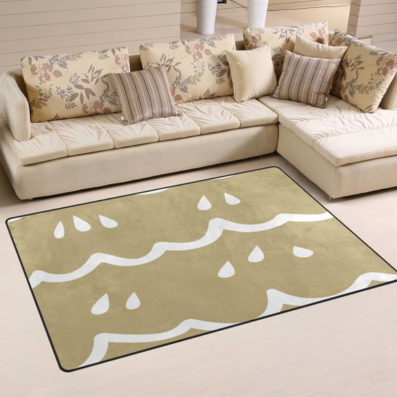 Abstract Rain Scene Soft Polyester Area Rug 60''x39'', Non Slip, Memory Foam, Water Absorbent