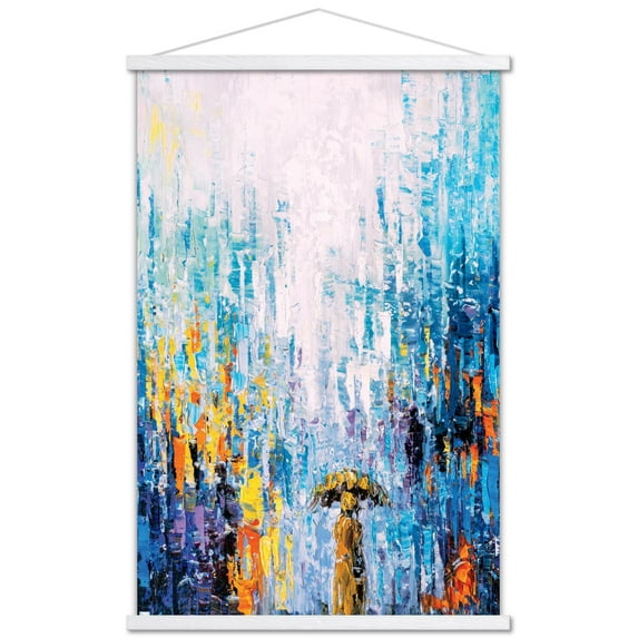 Abstract - Rain Wall Poster with Wooden Magnetic Frame, 22.375" x 34"