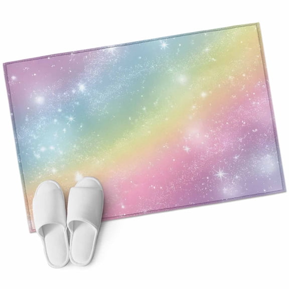 Abstract Rainbow Bathroom Rug Washable 2x3 Entryway Rug Non Slip Fantasy Ombre Moden Art Front Door Mat Low Pile Indoor Doormat Throw Floor Carpet for Kitchen Bedroom Entrance