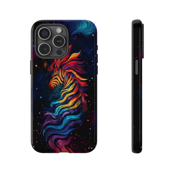 Abstract Rainbow Colorful Zebra Design Phone Case for iPhone 11-17 Pro Max