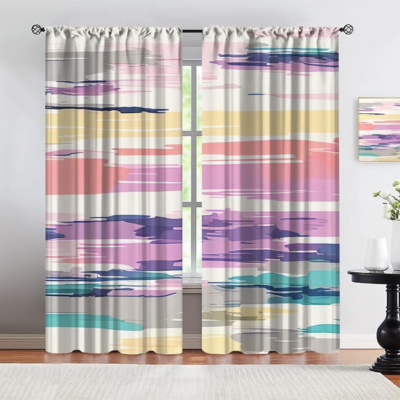Abstract Rainbow Curtains, Gradient Rainbow Stripes Blackout Curtain, Colorful Tie Dye Pattern Large Kids Curtains, Pattern Clear Do Not Fade Apply to Living Room Bedroom Study-W42xL63in