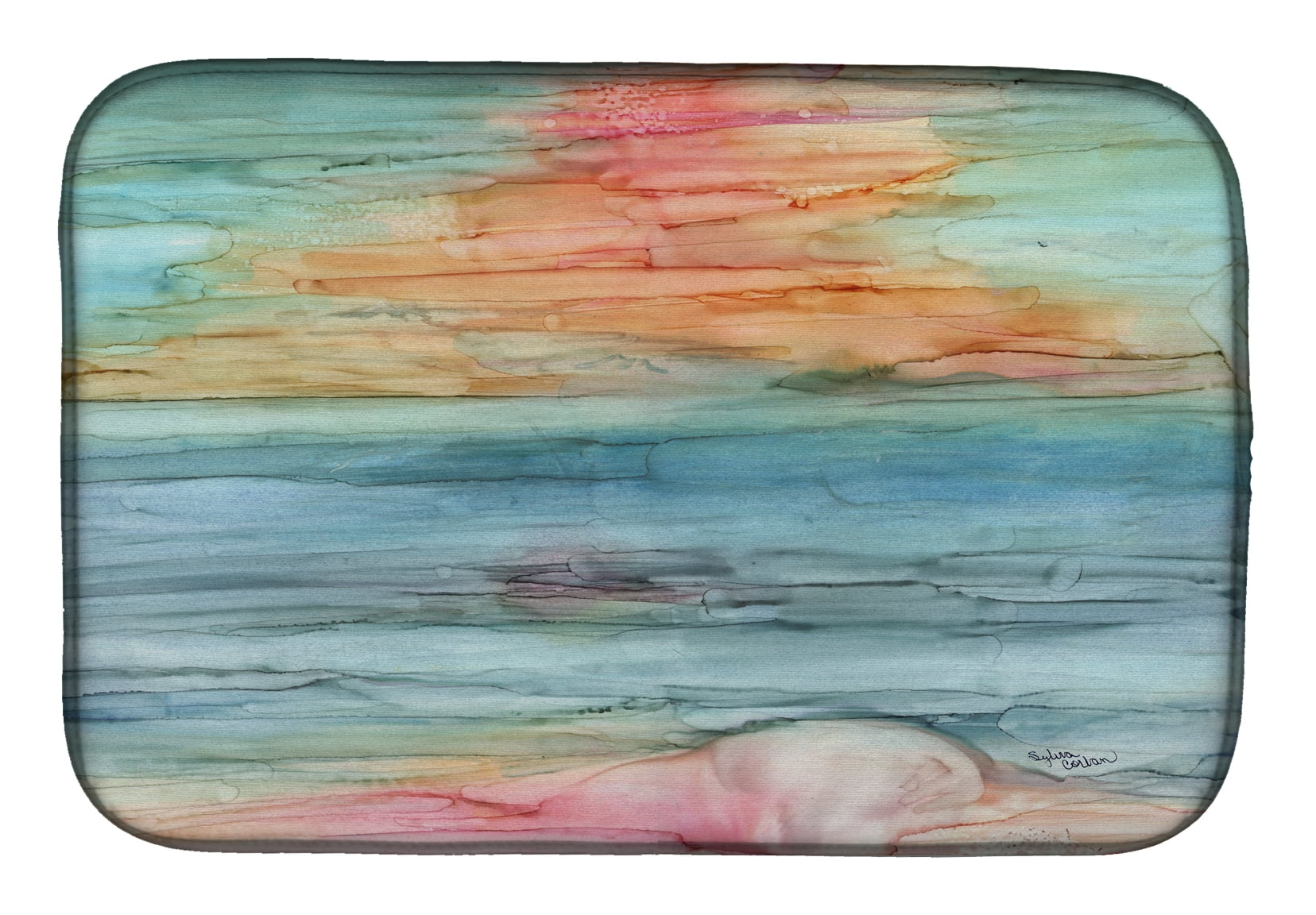 Multicolor Abstract Rainbow Polyester Dish Drying Mat