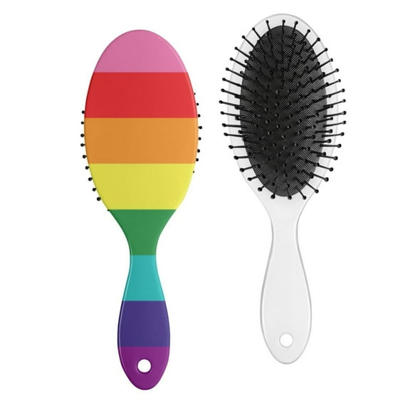 Abstract Rainbow Gradient Hair Brush - Round-Tip Bristles for Gentle Detangling, Anti-Frizz Paddle Brush for Women & Men, Ergonomic Handle for All Hair Types