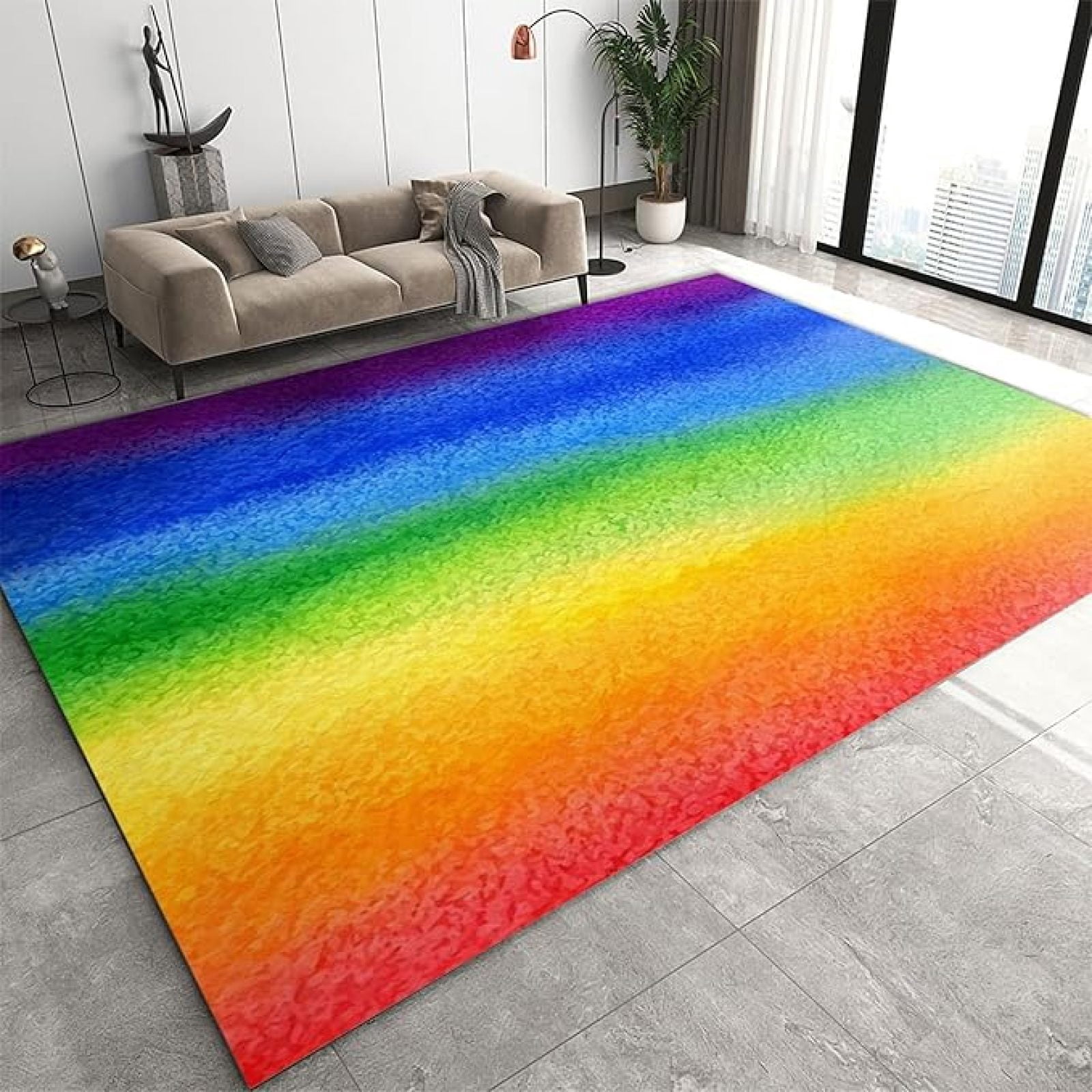 Rainbow Rocks Rug Abstract Rainbow Gradient Stripes Area Rugs, Rainbow Line Art Easy ...