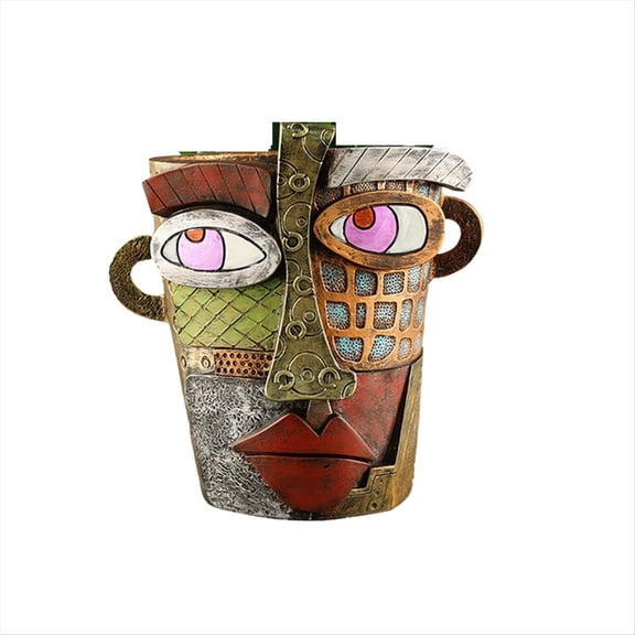 Abstract Rainbow Head Planter, Graffiti Face Planter with Drainage, Flower Plant Pots for Indoor Plants A Small Size