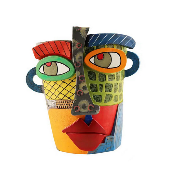 Abstract Rainbow Head Planter, Graffiti Face Planter with Drainage, Flower Plant Pots for Indoor Plants B Large Size